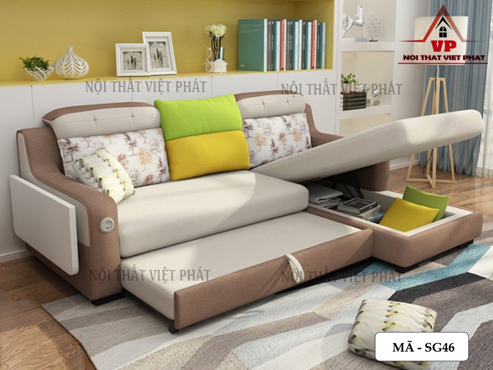 Mẫu Sofa Giường Chữ L Mini - Mã SG46 1 Mẫu Sofa Giường Chữ L Mini - Mã SG46-2
