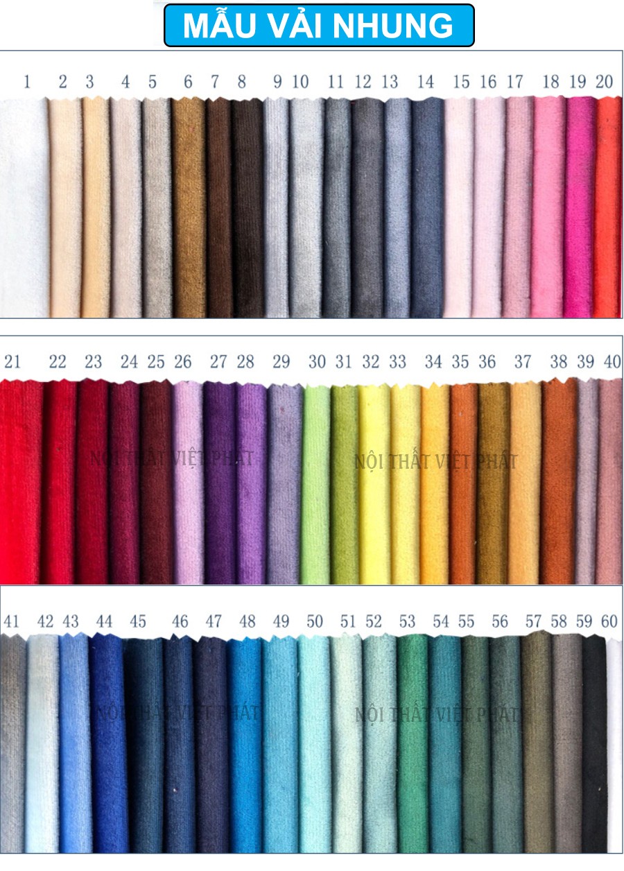 Mẫu vải nhung của công ty nội thất việt phát