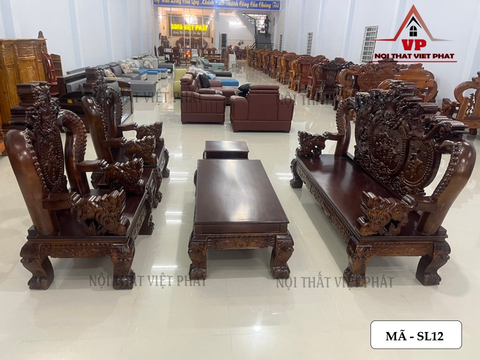Bộ Ghế Sa Lông Bằng Gỗ Rồng Khuỳnh Tay 14 – Mã SL12 1 Bộ Ghế Sa Lông Bằng Gỗ Rồng Khuỳnh Tay 14 – Mã SL12