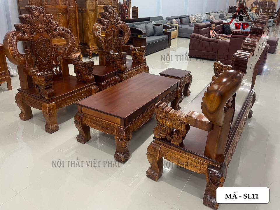 Bộ Ghế Salon Gỗ Cột 14 – Mã SL11 4 Bộ Ghế Salon Gỗ Cột 14 – Mã SL11-2