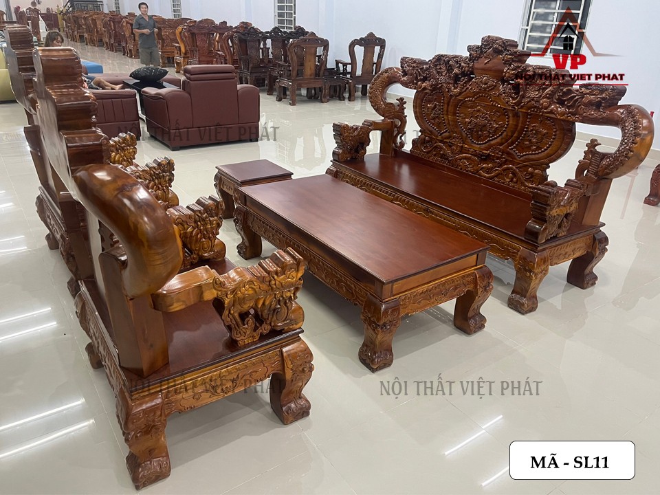 Bộ Ghế Salon Gỗ Cột 14 – Mã SL11 5 Bộ Ghế Salon Gỗ Cột 14 – Mã SL11-3