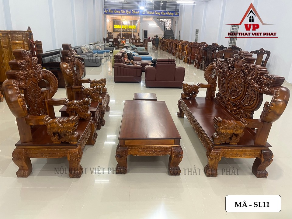 Bộ Ghế Salon Gỗ Cột 14 – Mã SL11 3 Bộ Ghế Salon Gỗ Cột 14 – Mã SL11