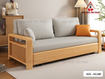 Sofa Giường Khung Sắt Tay Gỗ Mới - Mã SG180 17 Sofa Giường Khung Sắt Tay Gỗ Mới-5