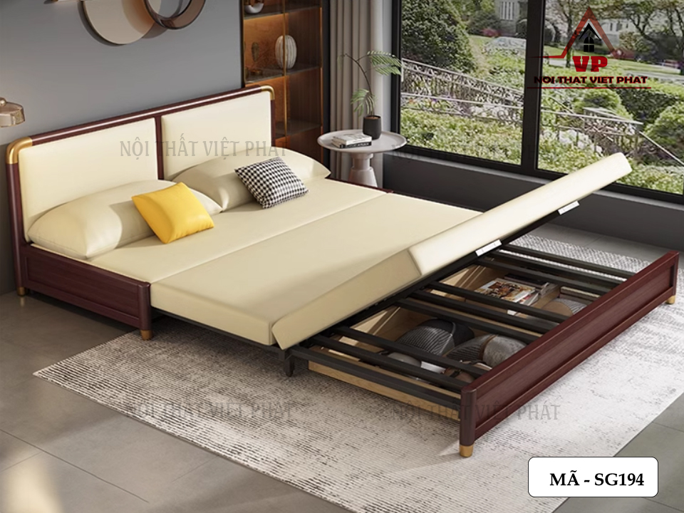 Ghế Sofa Gỗ Gấp Thành Giường - Mã SG194 4 Ghế Sofa Gỗ Gấp Thành Giường - Mã SG194-2