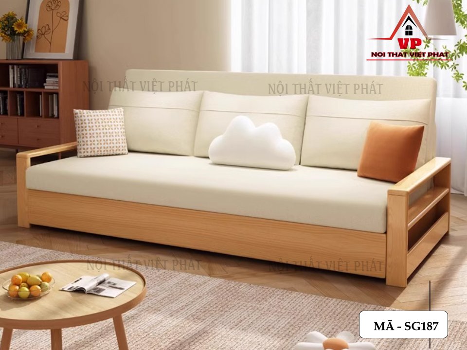 Mẫu Sofa Giường Gỗ Mới Có Ngăn Kéo - Mã SG187 3 Mẫu Sofa Giường Gỗ Mới Có Ngăn Kéo - Mã SG187-1