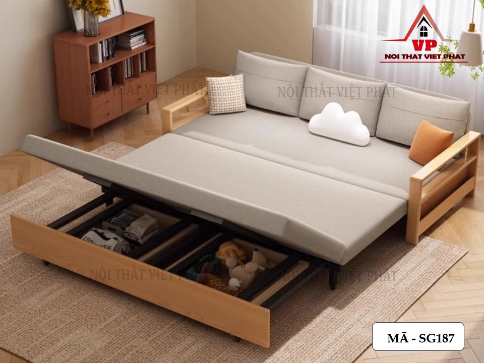 Mẫu Sofa Giường Gỗ Mới Có Ngăn Kéo - Mã SG187 6 Mẫu Sofa Giường Gỗ Mới Có Ngăn Kéo - Mã SG187-4