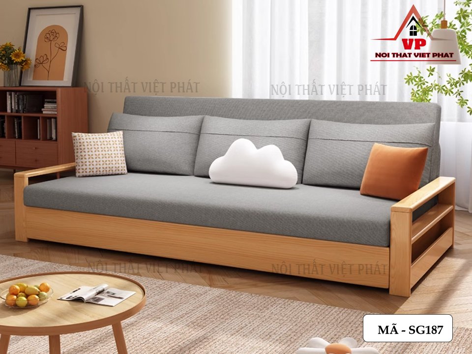 Mẫu Sofa Giường Gỗ Mới Có Ngăn Kéo - Mã SG187 1 Mẫu Sofa Giường Gỗ Mới Có Ngăn Kéo - Mã SG187