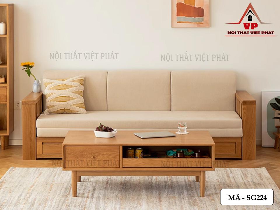 Sofa Giường Nằm Thông Minh Gỗ – Mã SG224 4 Sofa Giường Nằm Thông Minh Gỗ – Mã SG224-2