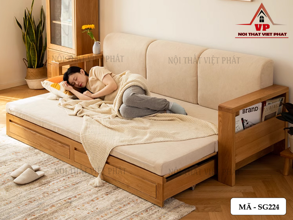 Sofa Giường Nằm Thông Minh Gỗ – Mã SG224 1 Sofa Giường Nằm Thông Minh Gỗ – Mã SG224-3