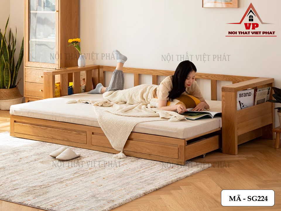 Sofa Giường Nằm Thông Minh Gỗ – Mã SG224 6 Sofa Giường Nằm Thông Minh Gỗ – Mã SG224-4
