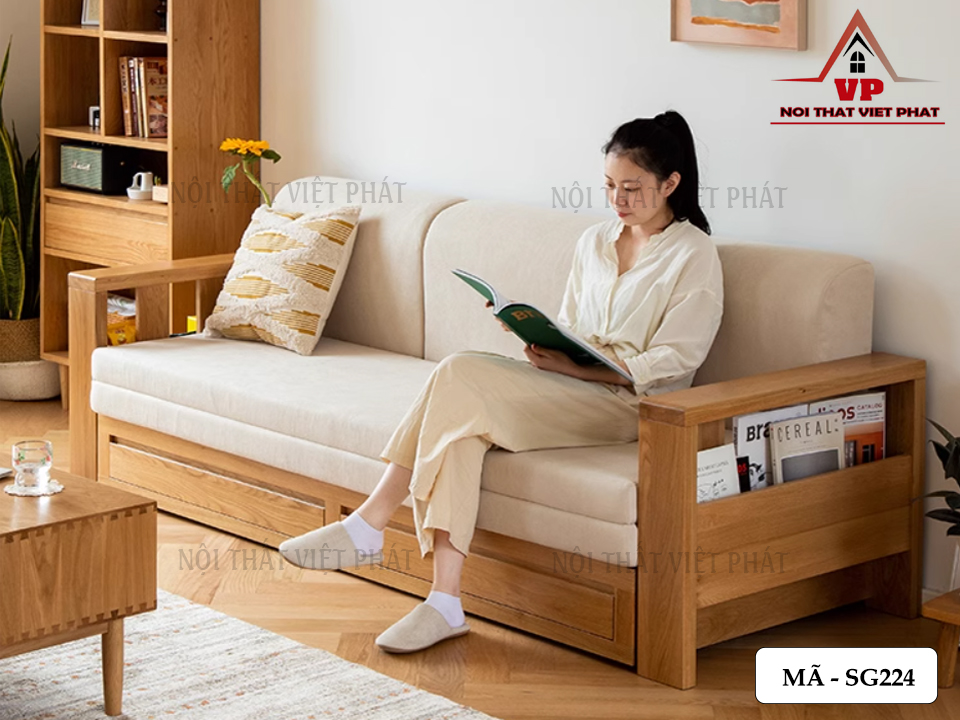 Sofa Giường Nằm Thông Minh Gỗ – Mã SG224 2 Sofa Giường Nằm Thông Minh Gỗ – Mã SG224