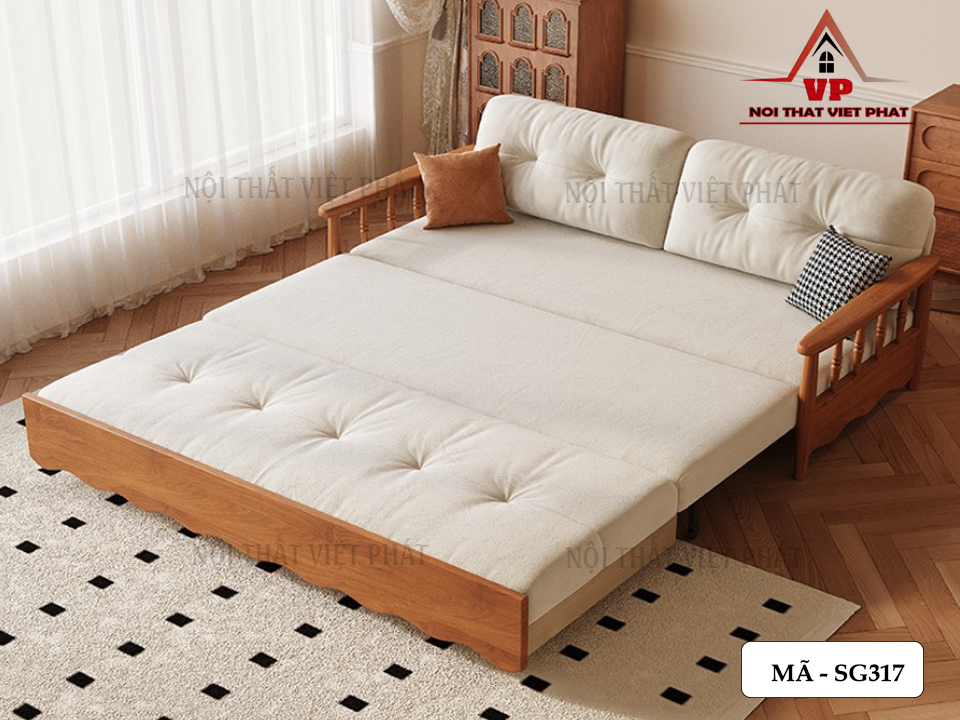 Ghế Sofa Gỗ Kéo Ra Thành Giường - Mã SG317 4 Ghế Sofa Gỗ Kéo Ra Thành Giường - Mã SG317-2