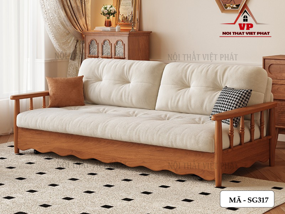 Ghế Sofa Gỗ Kéo Ra Thành Giường - Mã SG317 1 Ghế Sofa Gỗ Kéo Ra Thành Giường - Mã SG317