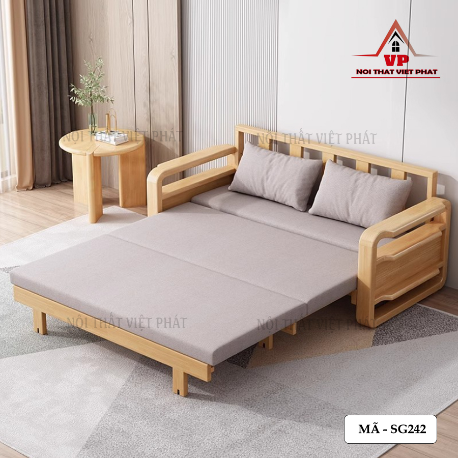 Ghế Sofa Kiêm Giường Ngủ Gỗ - Mã SG242 4 Ghế Sofa Kiêm Giường Ngủ Gỗ - Mã SG242-2