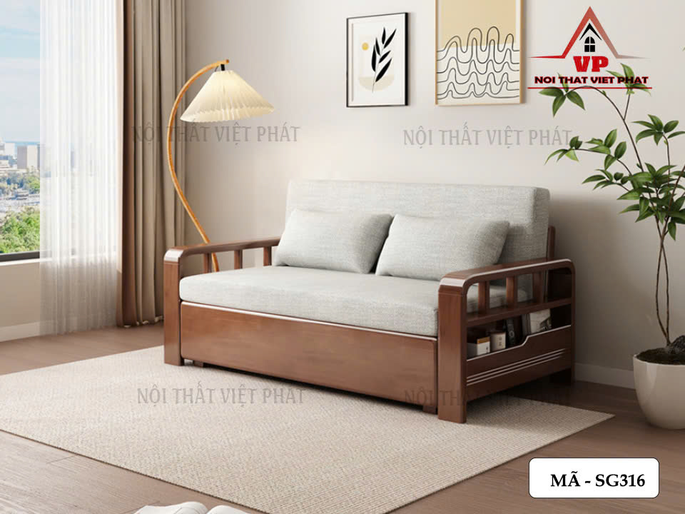 Sofa Giường Gỗ Cao Cấp - Mã SG316 2 Sofa Giường Gỗ Cao Cấp - Mã SG316-2