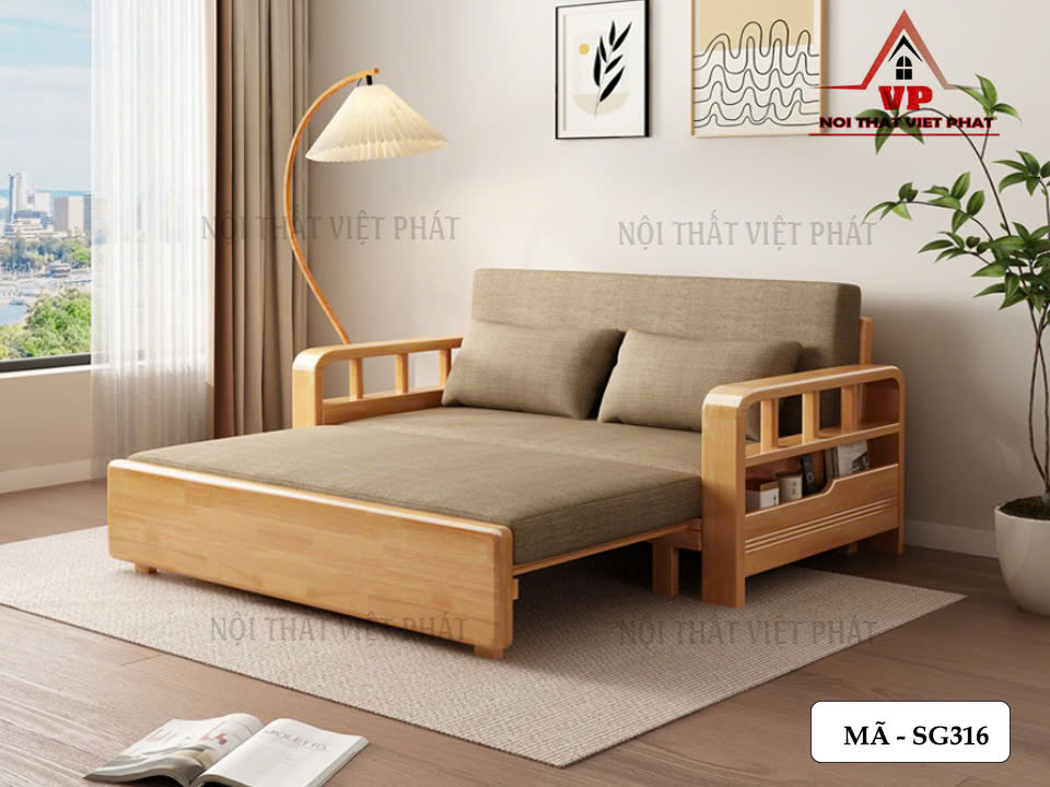 Sofa Giường Gỗ Cao Cấp - Mã SG316 4 Sofa Giường Gỗ Cao Cấp - Mã SG316