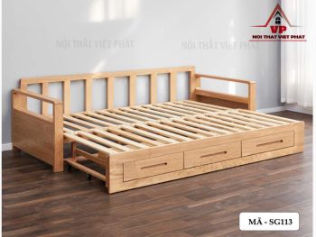 Sofa Giường Gỗ Sồi Đa Năng – Mã SG113-4
