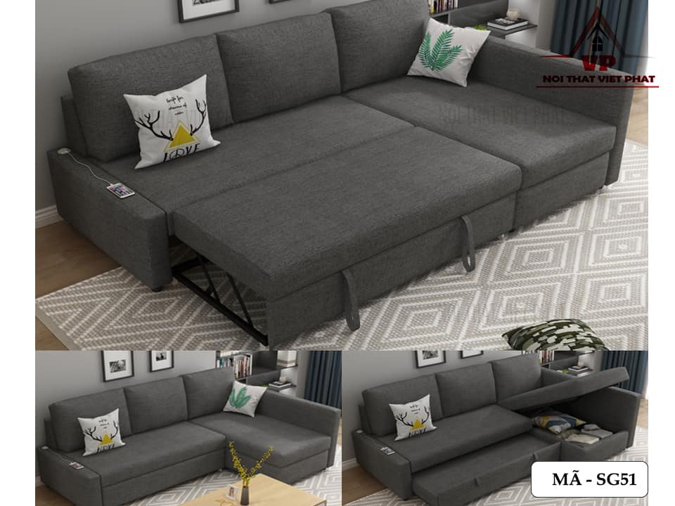 Sofa Giường Kéo Màu Đen - Mã SG51 17 Sofa Giường Kéo Màu Đen - Mã SG51-4
